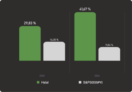 График доходности готового портфеля Smart Halal за 12 месяцев Smart Halal curated portfolio 12-month performance chart