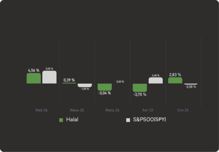 График доходности готового портфеля Smart Halal за 12 месяцев Smart Halal curated portfolio 12-month performance chart